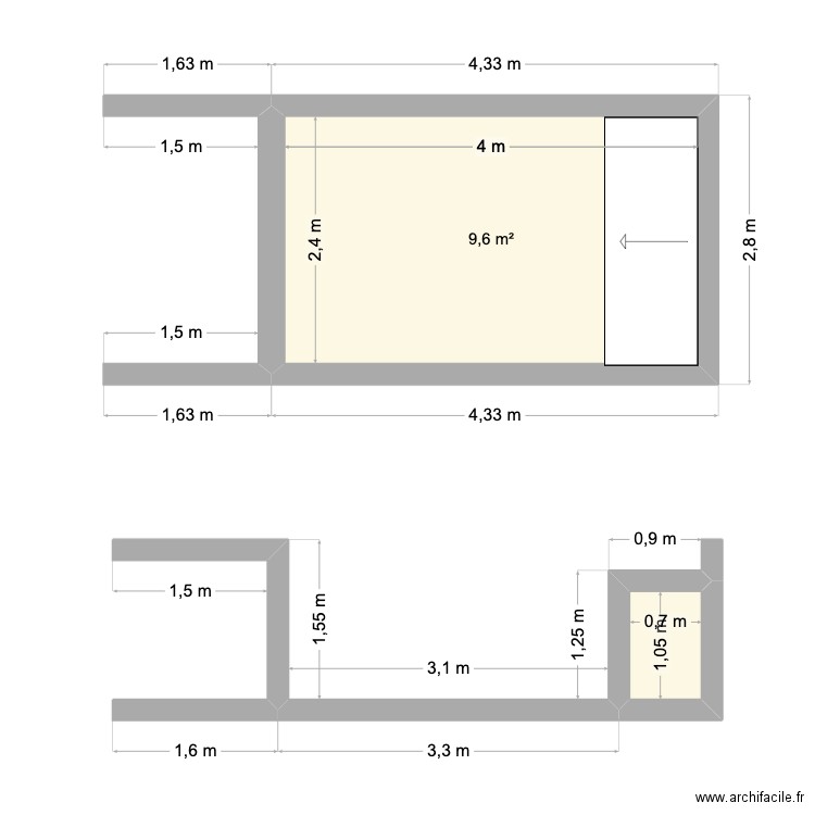 piscine  1. Plan de 2 pièces et 10 m2