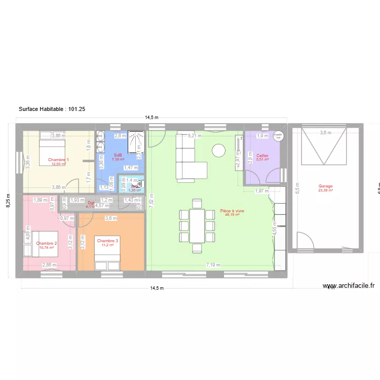 Villa 100m². Plan de 9 et 125 m² Villa 100m². Plan de 9 et 125 m²