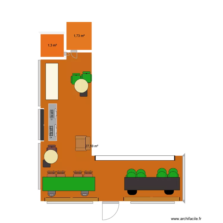 ANNE. Plan de 3  et 31 m²