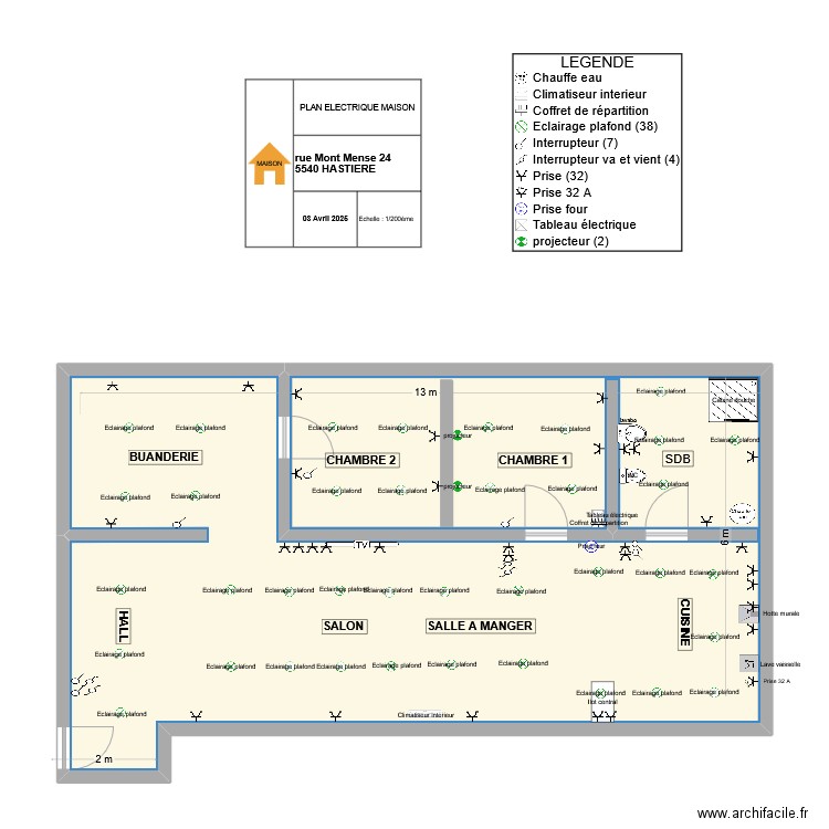 MAISON A HASTIERE. Plan de 1 pièce et 81 m2