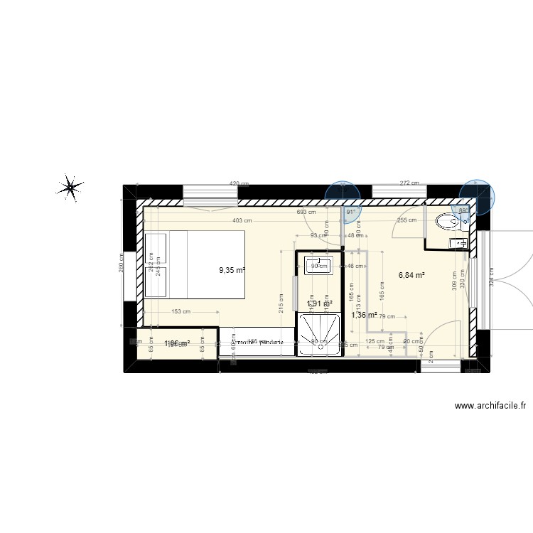 PLAN CHAMBRE BAS projet 4. Plan de 5 pièces et 21 m2