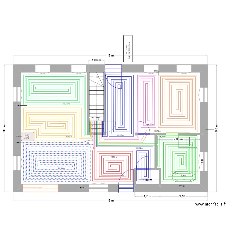 BREI-1 Chauffage au sol 3. Plan de 4 pièces et 88 m2