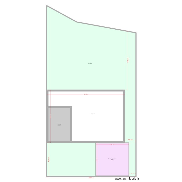 Implantation maison Lotissement. Plan de 4 pièces et 594 m2