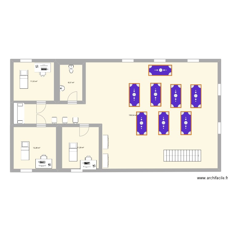 2e étage soin. Plan de 5 pièces et 171 m2