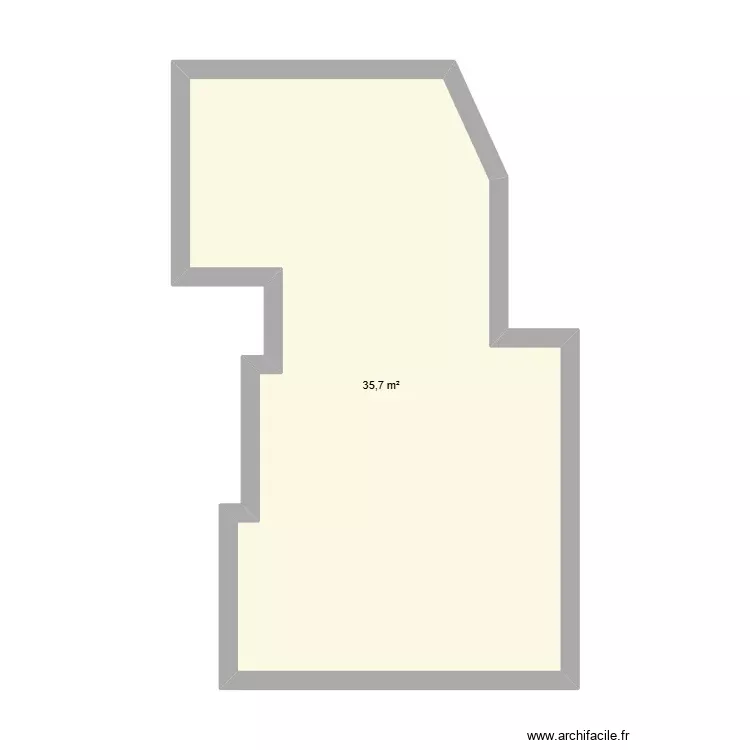 coiffeur. Plan de 1 Pièce et 36 m²