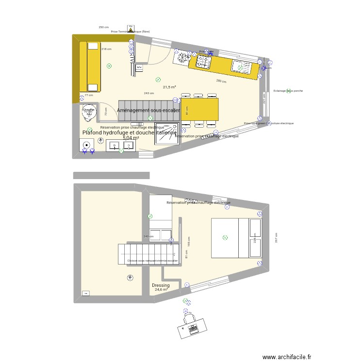 BRETI OSSATURE toit plat . Plan de 3 pièces et 51 m2