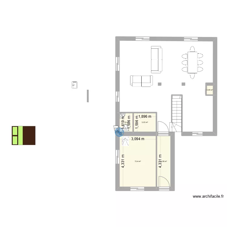 plan perso chb rdc avec agrandissement. Plan de 6  et 24 m²