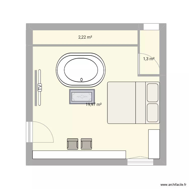 Santeny appart. Plan de 3 Pièces et 23 m²