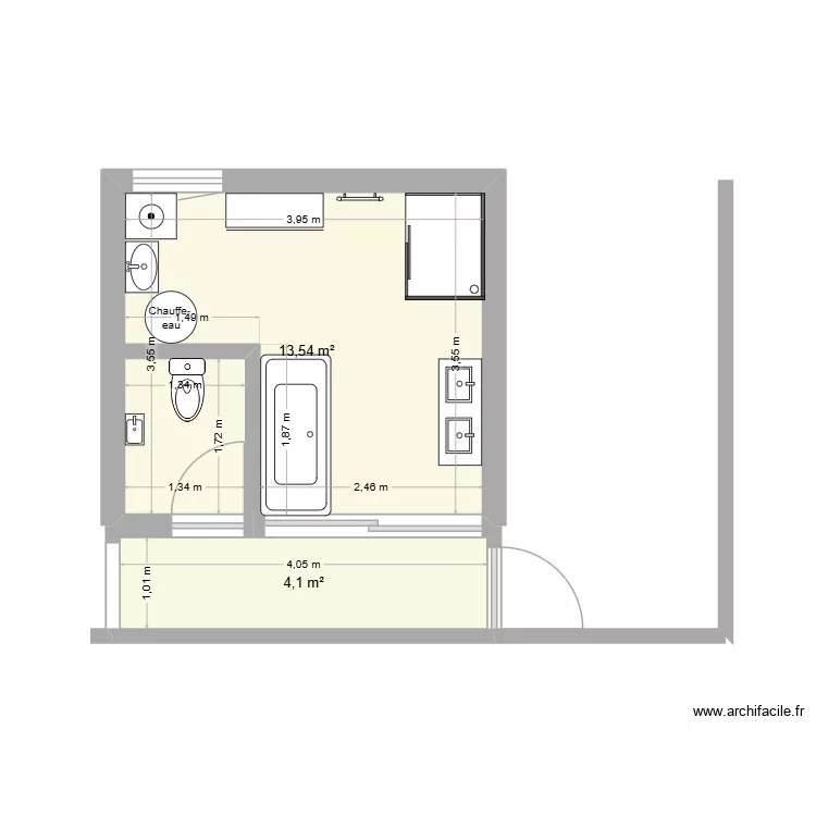 plan sdb1. Plan de 2  et 18 m²