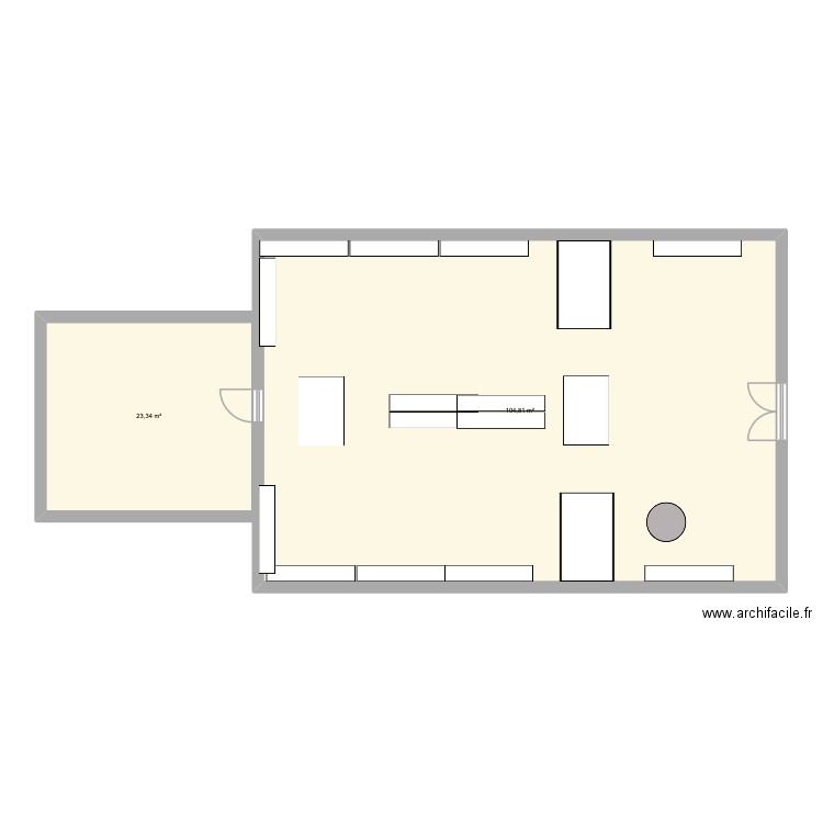 ttt. Plan de 2 pièces et 128 m2