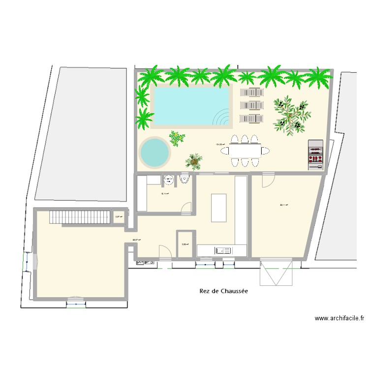 rdc definitif. Plan de 6 pièces et 263 m2