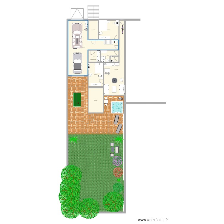 R+0. Plan de 10 pièces et 384 m2