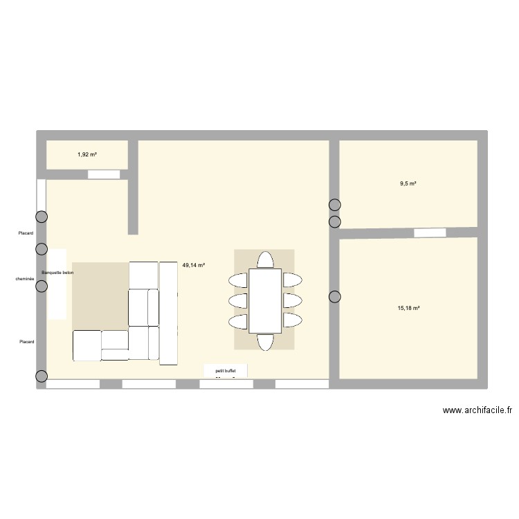 Parrt. Plan de 4 pièces et 76 m2