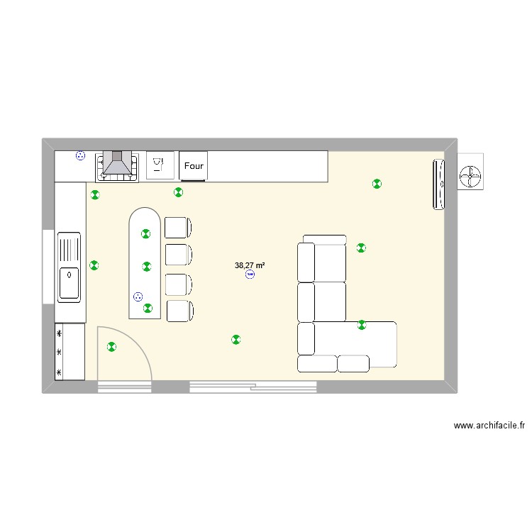 toulon. Plan de 1 pièce et 38 m2
