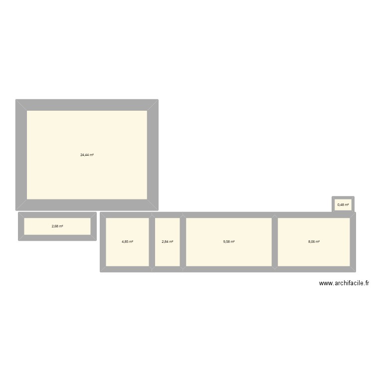 BENAT1. Plan de 7 pièces et 53 m2