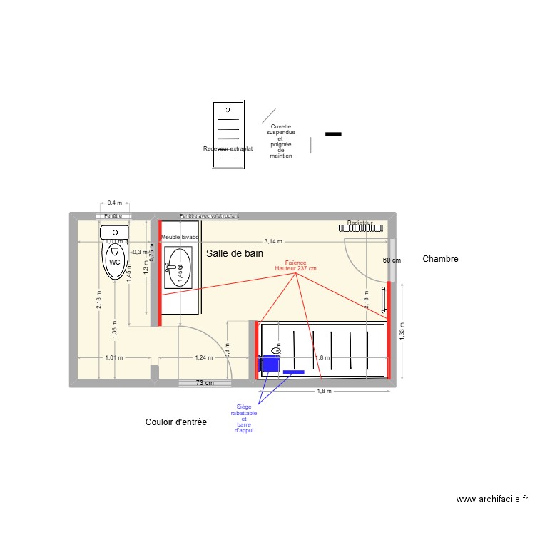 MAMIKA adaptation. Plan de 1 pièce et 9 m2