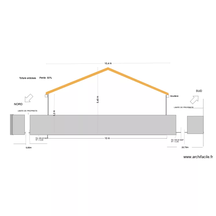 facade mitoyenne. Plan de 