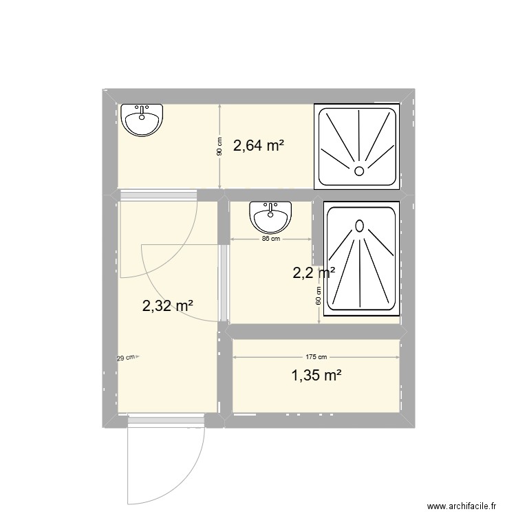 SDB ARIA GAUCHE 1. Plan de 4 pièces et 9 m2