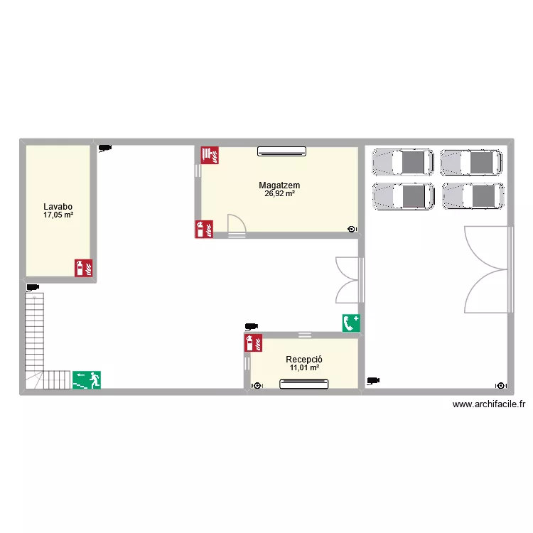 Empresa. Plan de 3  et 55 m²