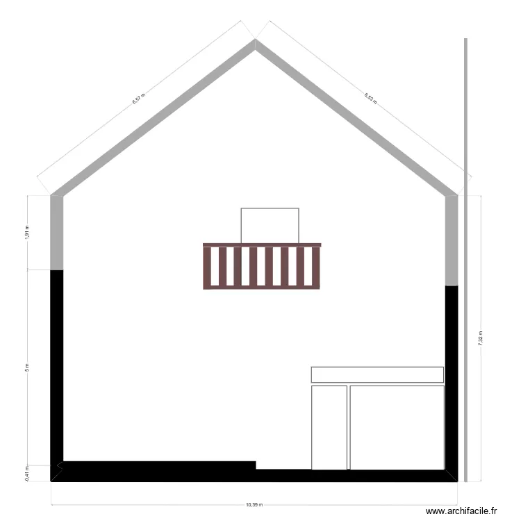 facade ouest PC. Plan de 1  et 86 m²