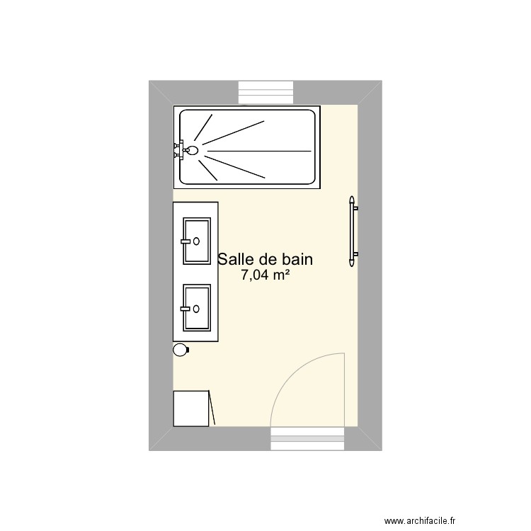 Sdb Prost. Plan de 1 pièce et 7 m2