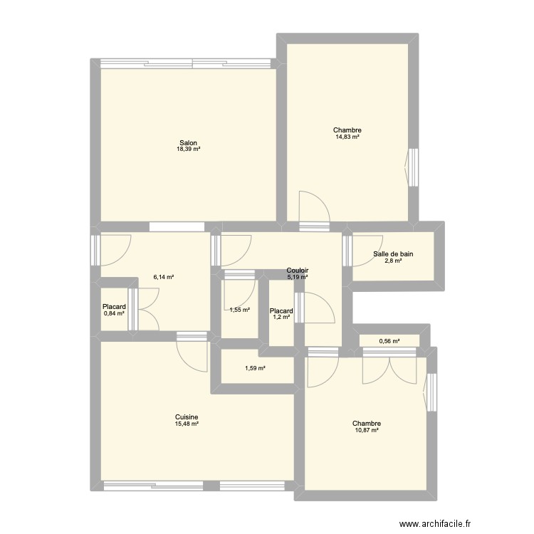 BREST. Plan de 12 pièces et 79 m2