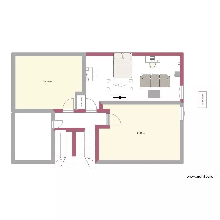 Chambre clara. Plan de 2 Pièces et 44 m² Chambre clara. Plan de 2 Pièces et 44 m²