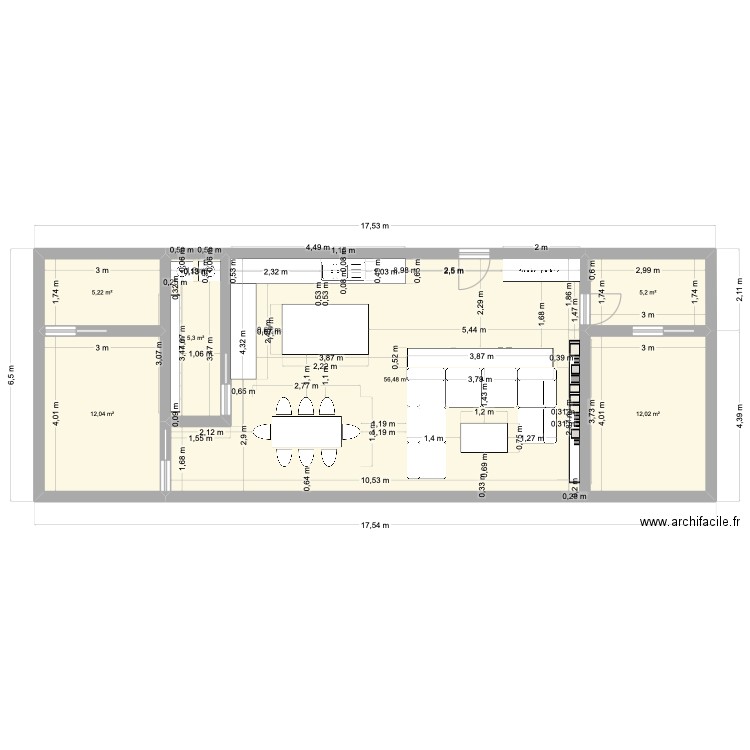 appart V2. Plan de 6 pièces et 96 m2
