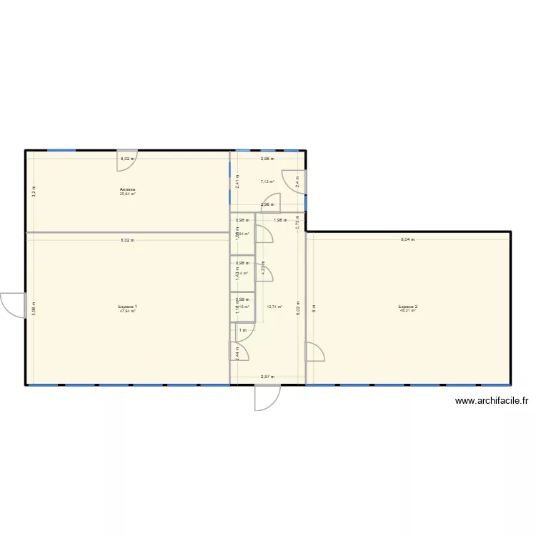 Pavillon scolaire. Plan de 8  et 149 m²
