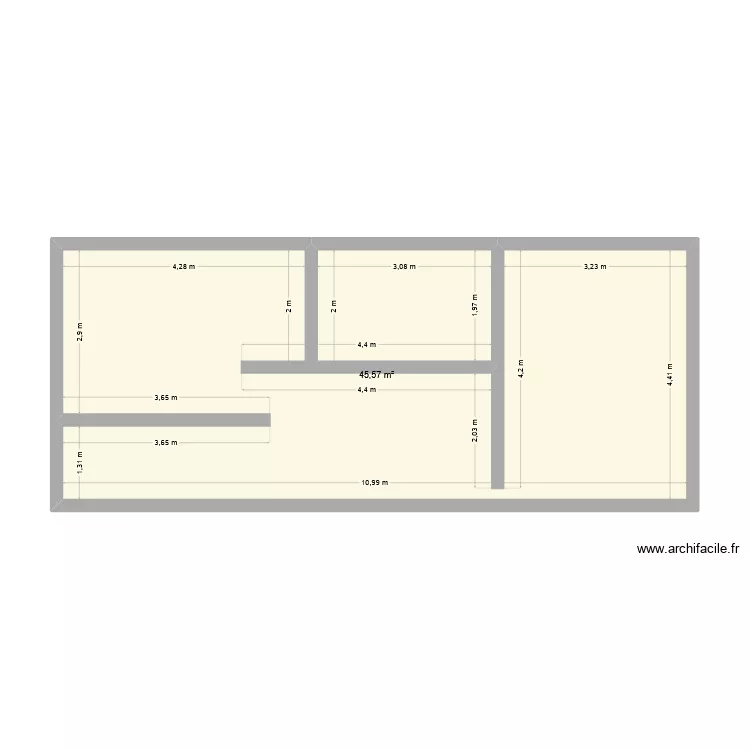 1er &eacute;tage Moniquet. Plan de 1  et 46 m²