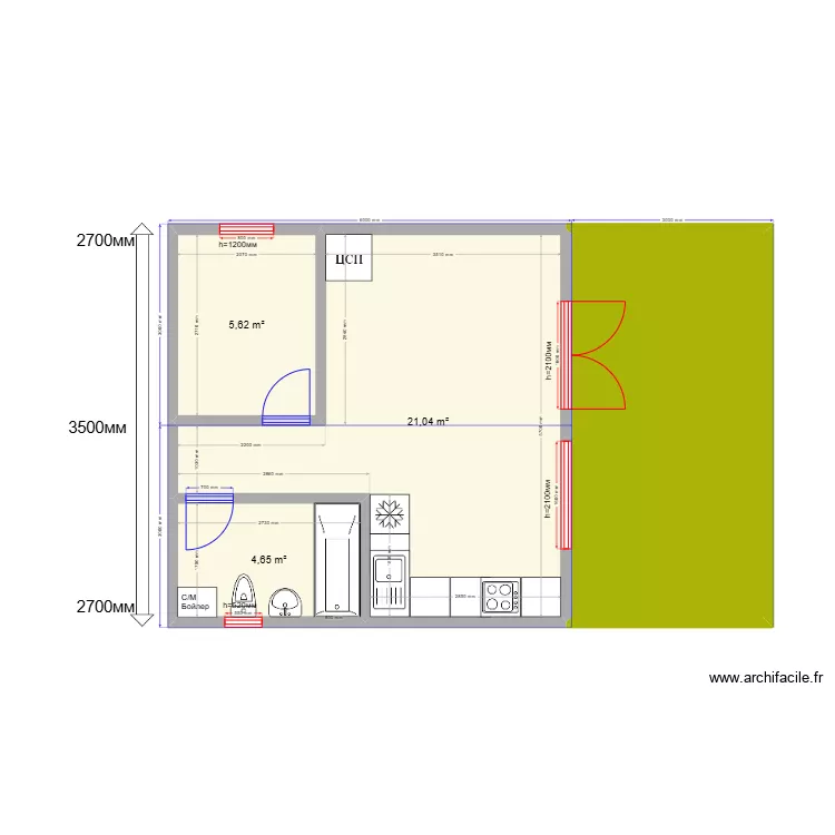 Барн 2м +. Plan de 