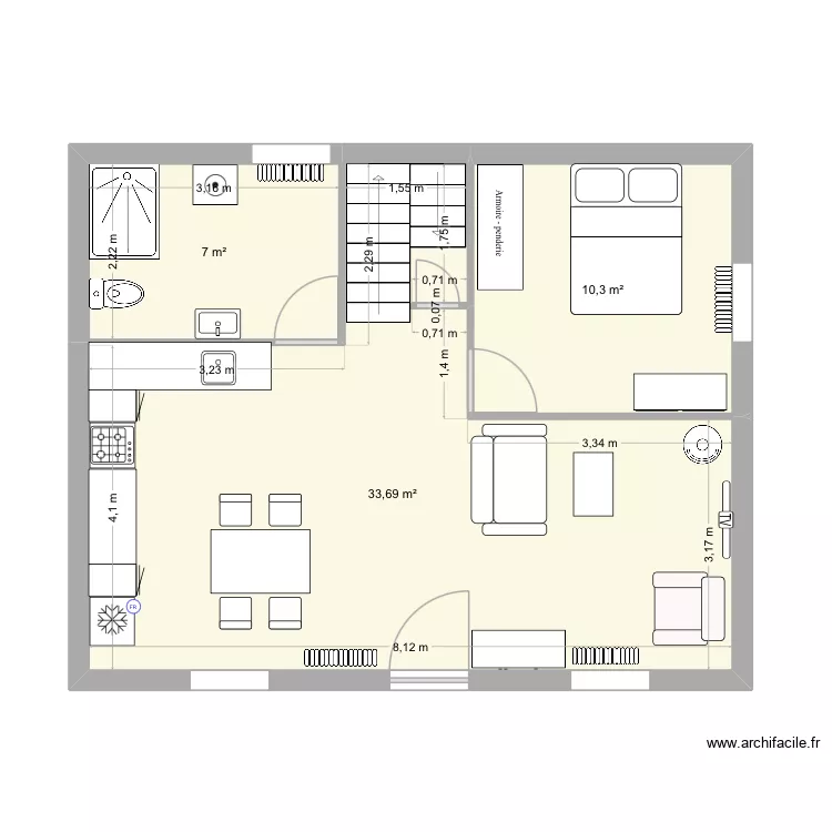 Chez mémé v2. Plan de 3 Pièces et 51 m² Chez mémé v2. Plan de 3 Pièces et 51 m²