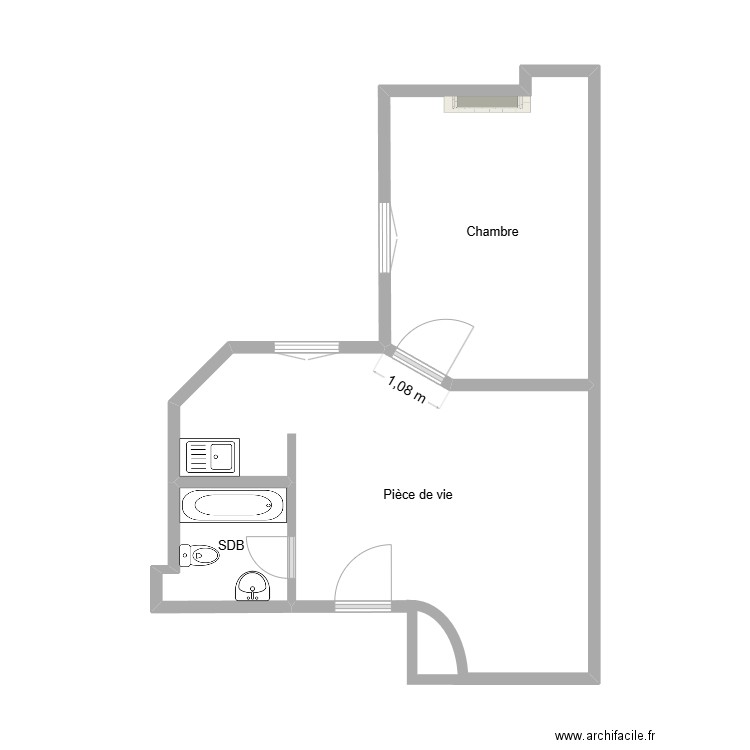 Plan URVOIS 2. Plan de 3 pièces et 32 m2