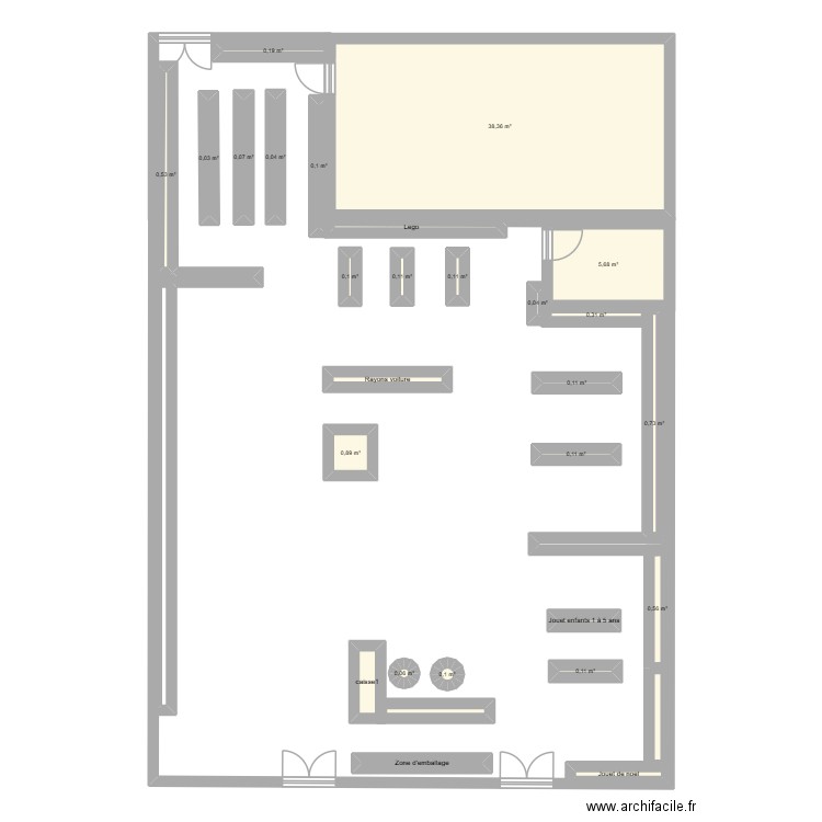 King Jouet. Plan de 29 pièces et 51 m2