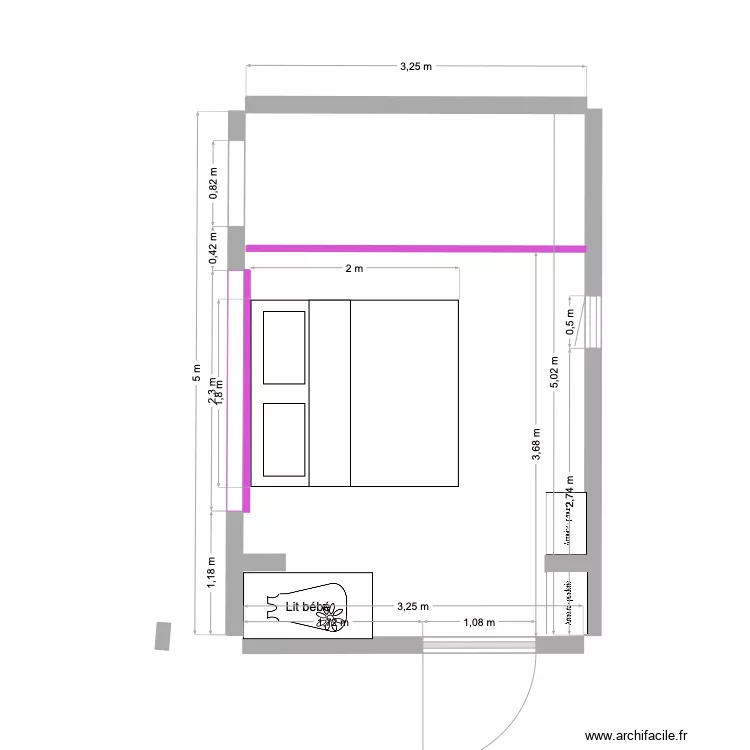 chambre dans garage. Plan de 