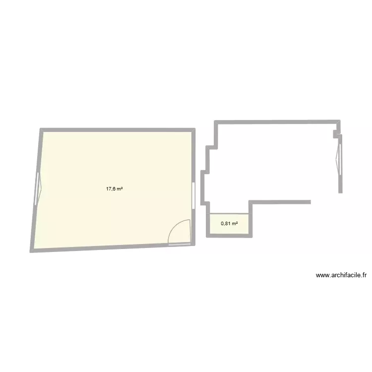 Sablon Salon OK + cuisine OK. Plan de 2 Pièces et 18 m² Sablon Salon OK + cuisine OK. Plan de 2 Pièces et 18 m²