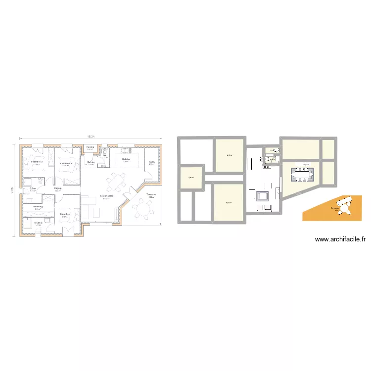Ma maison pp 3cbres 2. Plan de 6 et 62 m² Ma maison pp 3cbres 2. Plan de 6 et 62 m²