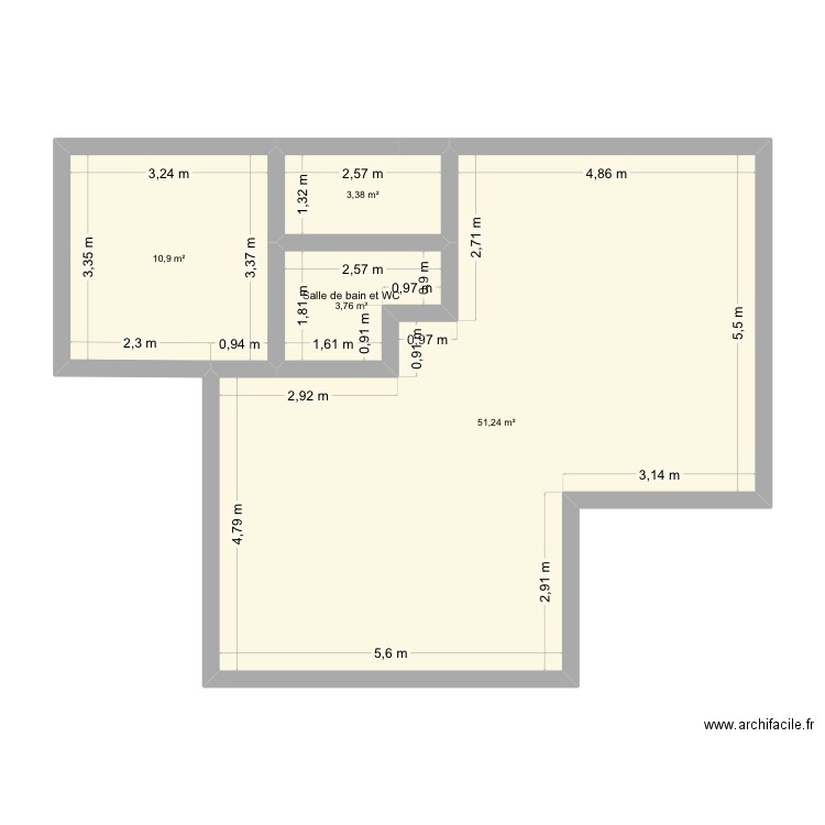 La Guittière. Plan de 4 pièces et 69 m2