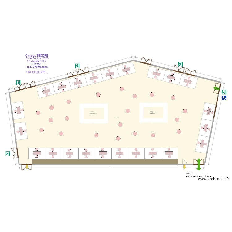 Congrès CEDDRE 03 et 04 Juin 2026  espace champagne . Plan de 1 pièce et 584 m2