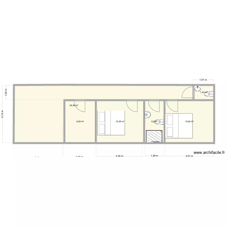 Montngafula. Plan de 6  et 58 m²