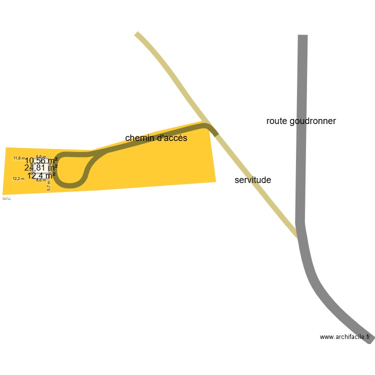 cadastre chemin1. Plan de 3 pièces et 48 m2
