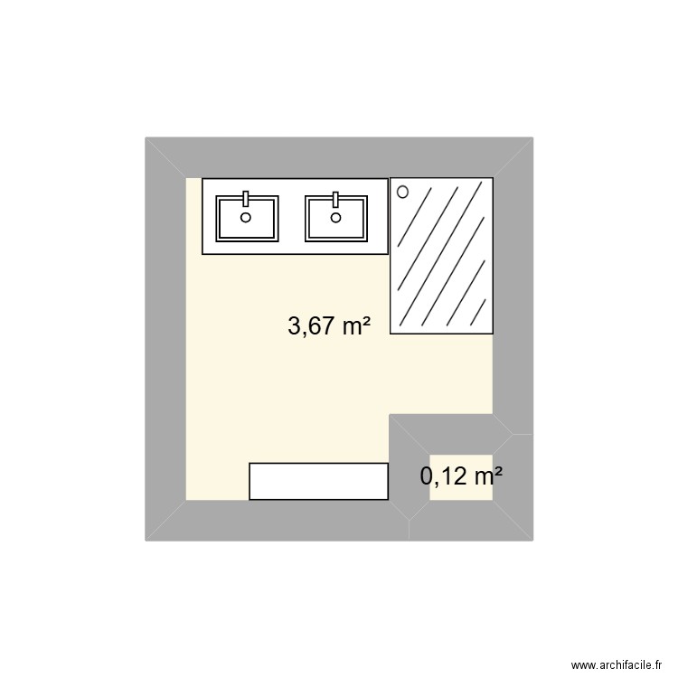 salle de bain gaston. Plan de 2 pièces et 4 m2