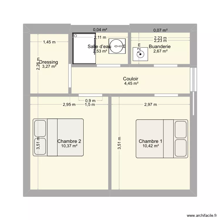 Extension. Plan de 8  et 34 m²