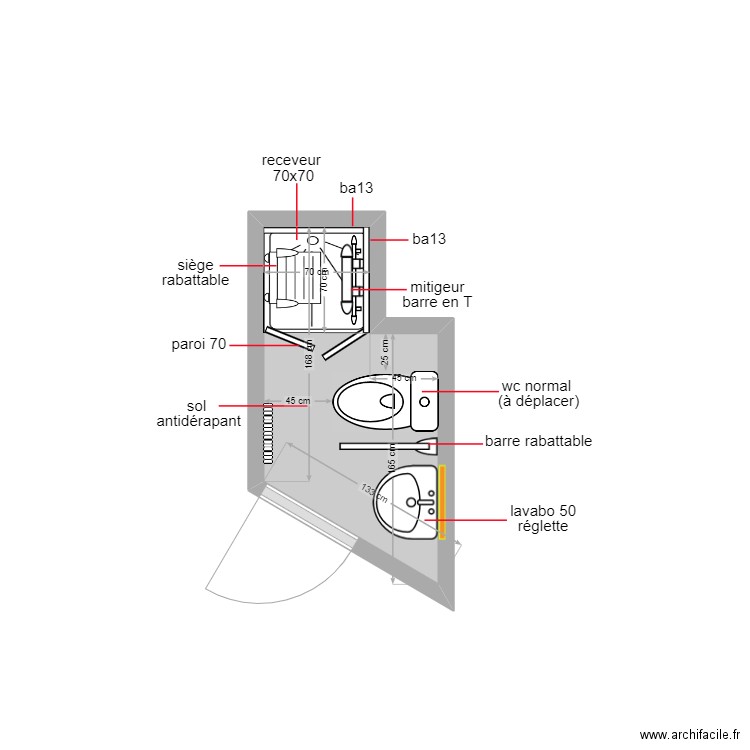 godo. Plan de 1 pièce et 2 m2