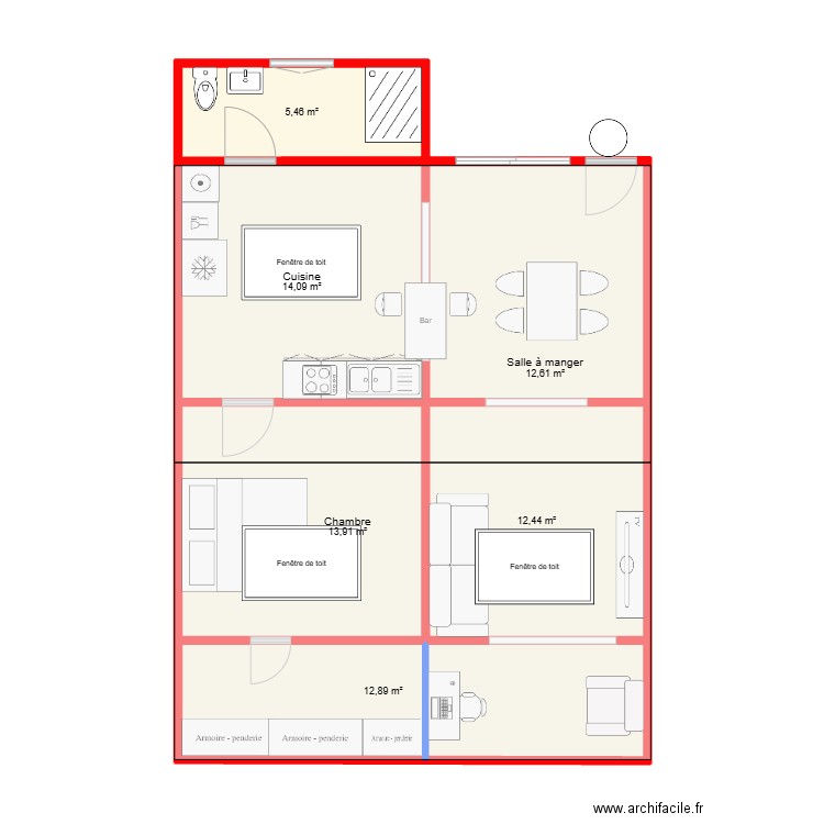 Lubin projection avec toiture. Plan de 6 pièces et 71 m2
