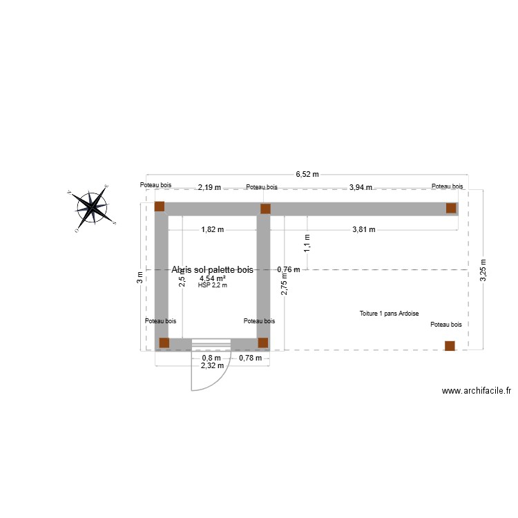 croquis abris 2. Plan de 1 pièce et 5 m2