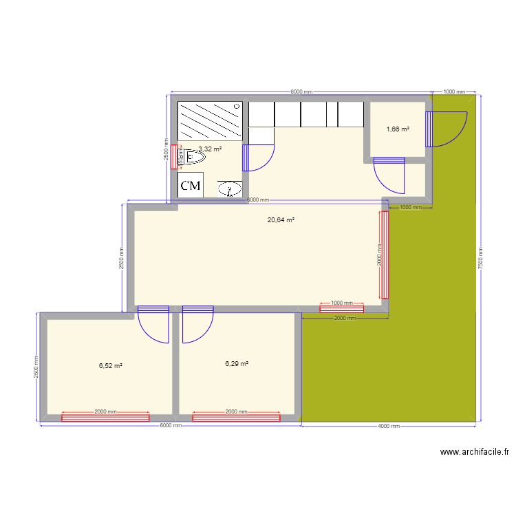 Лиля Переславль. Plan de 6 pièces et 54 m2