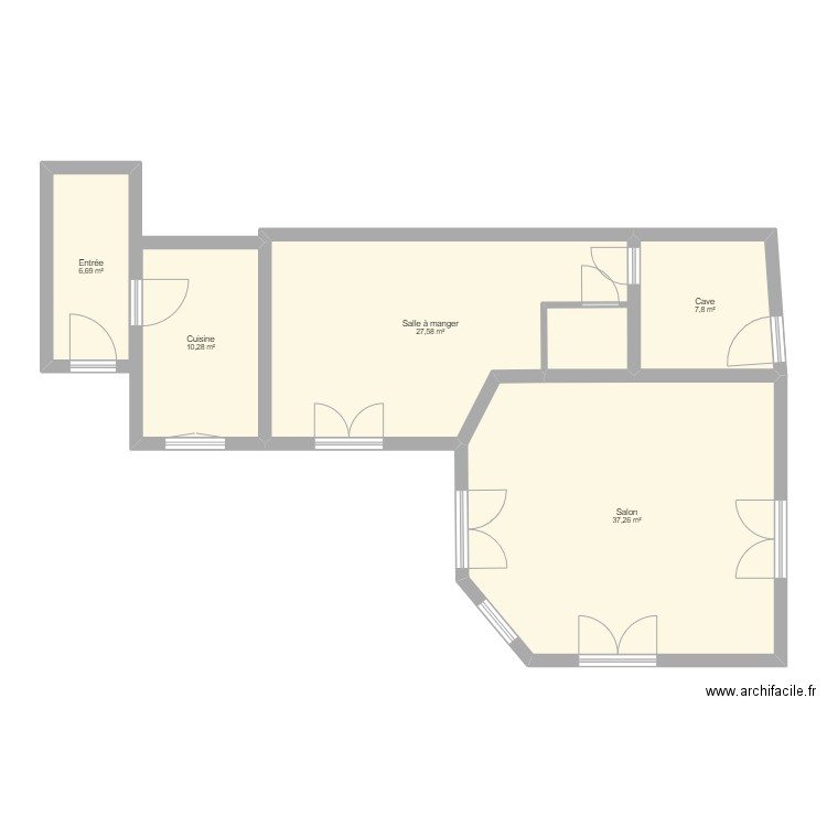 Greo2026_RDC. Plan de 5 pièces et 90 m2