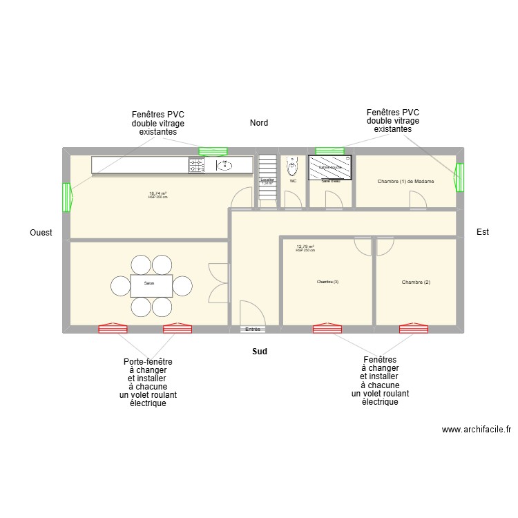 BOUSQUET Adaptation 2. Plan de 9 pièces et 80 m2