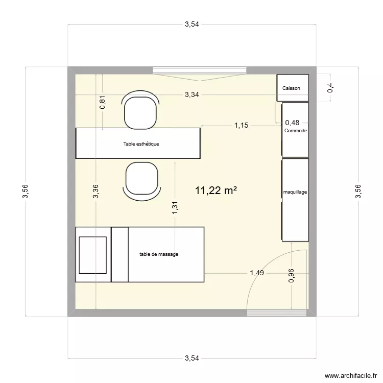 salle esthetique oc&eacute;ane. Plan de 